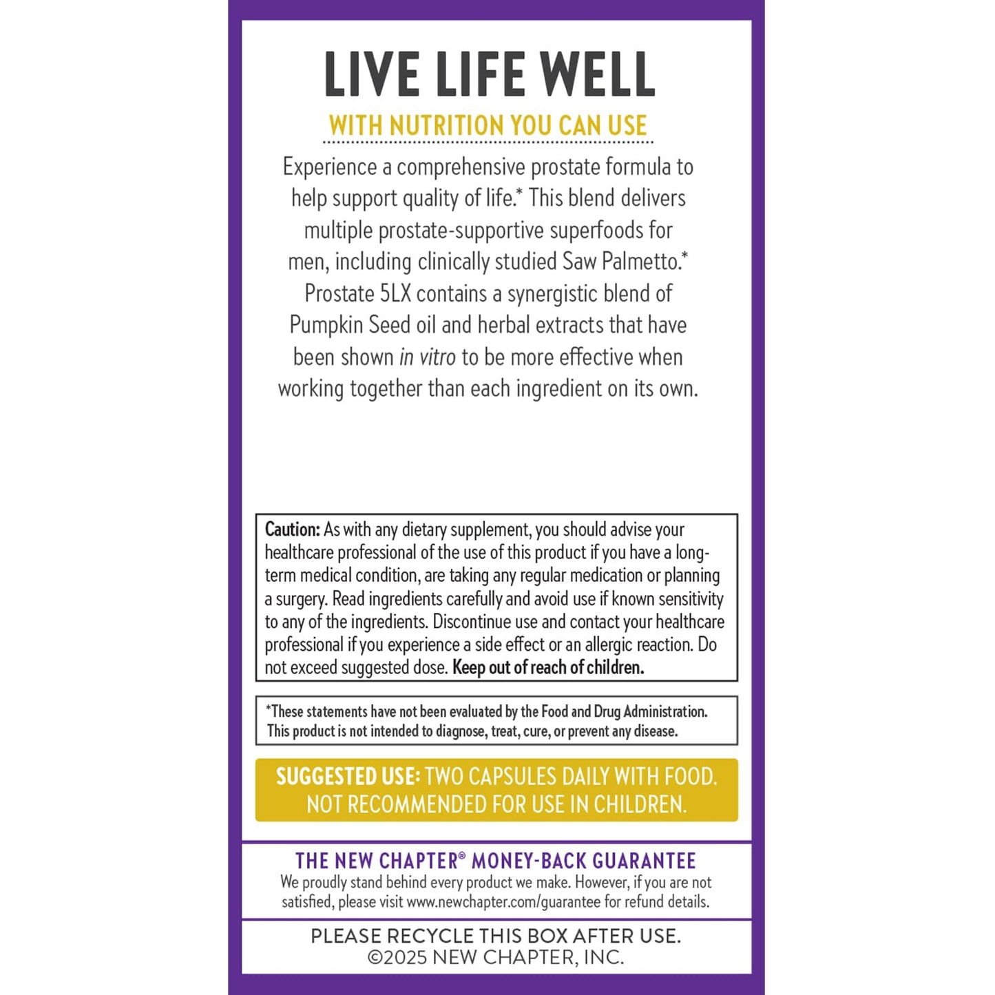Brand new sealed bottle of New Chapter Prostate 5LX wellness formula for holistic prostate health and antioxidant defense.