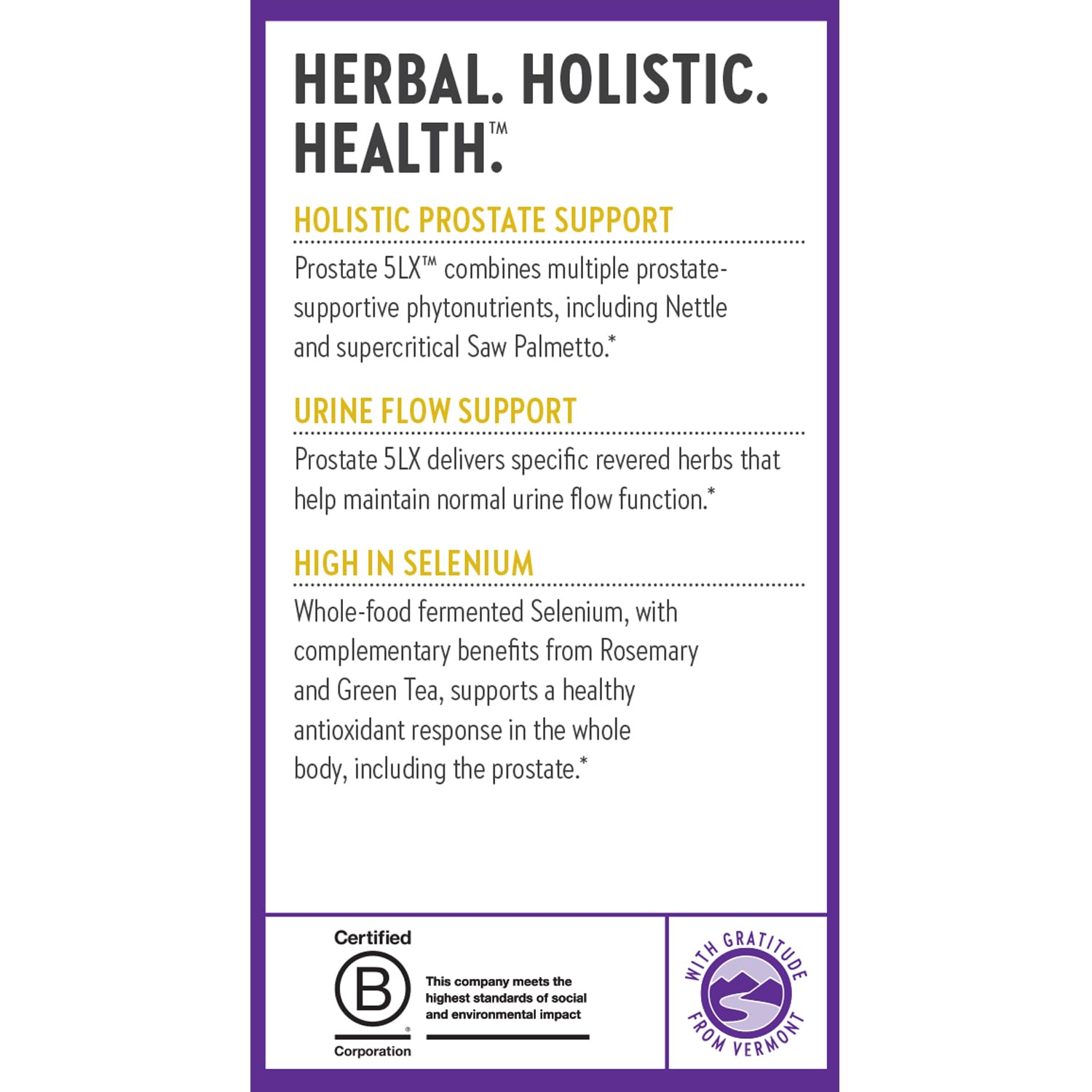 Full packaging display of New Chapter Prostate 5LX herbal supplement highlighting one hundred percent vegetarian capsules configuration.