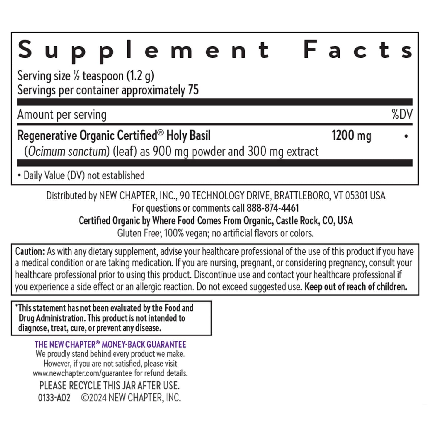 Authentic USA imported New Chapter Holy Basil powder