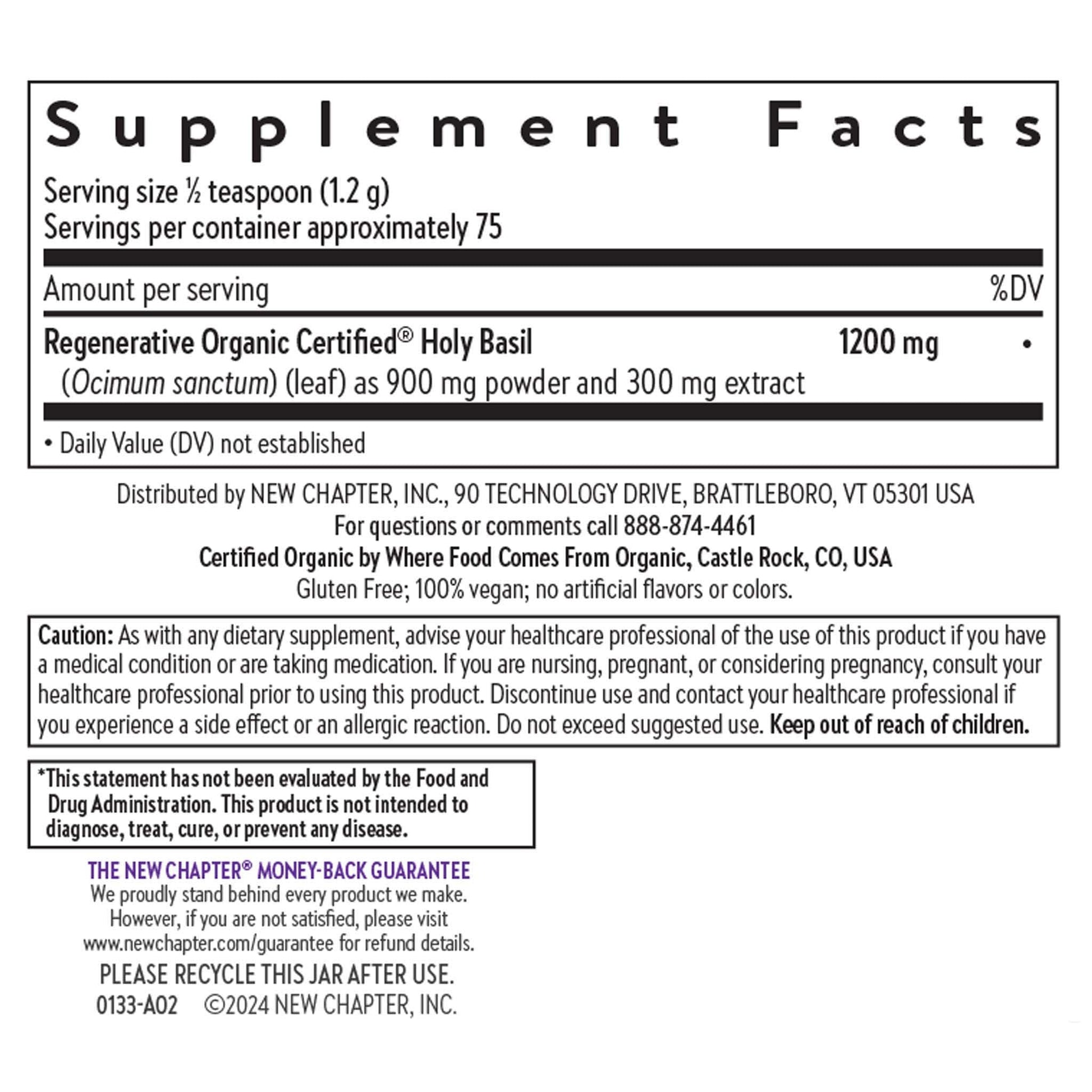 Authentic USA imported New Chapter Holy Basil powder