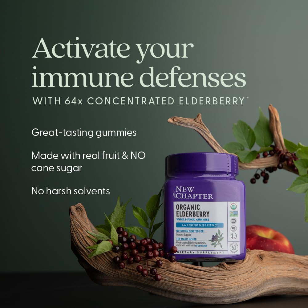 Certified USDA Organic elderberry whole food gummies vegan supplement verification.