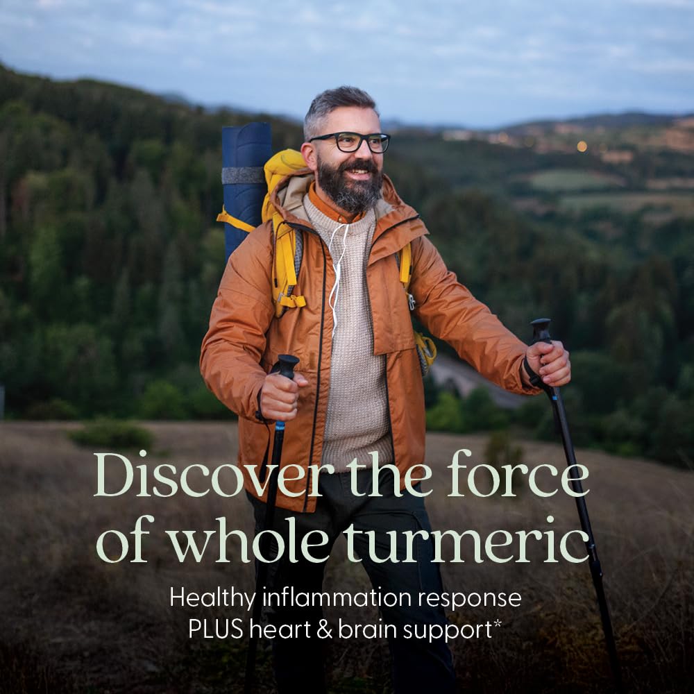 Side angle of the New Chapter Turmeric supplement bottle emphasizing the supercritical curcumin formulation details.