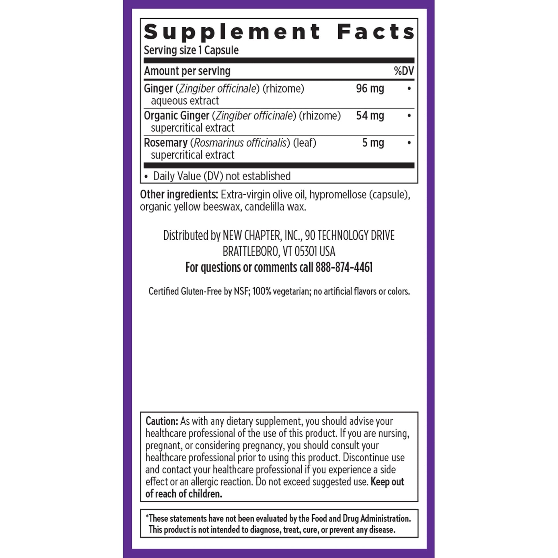 New Chapter Ginger Force herbal supplement bottle on white background