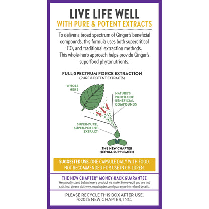 Authentic New Chapter ginger capsules for bloating and digestion relief