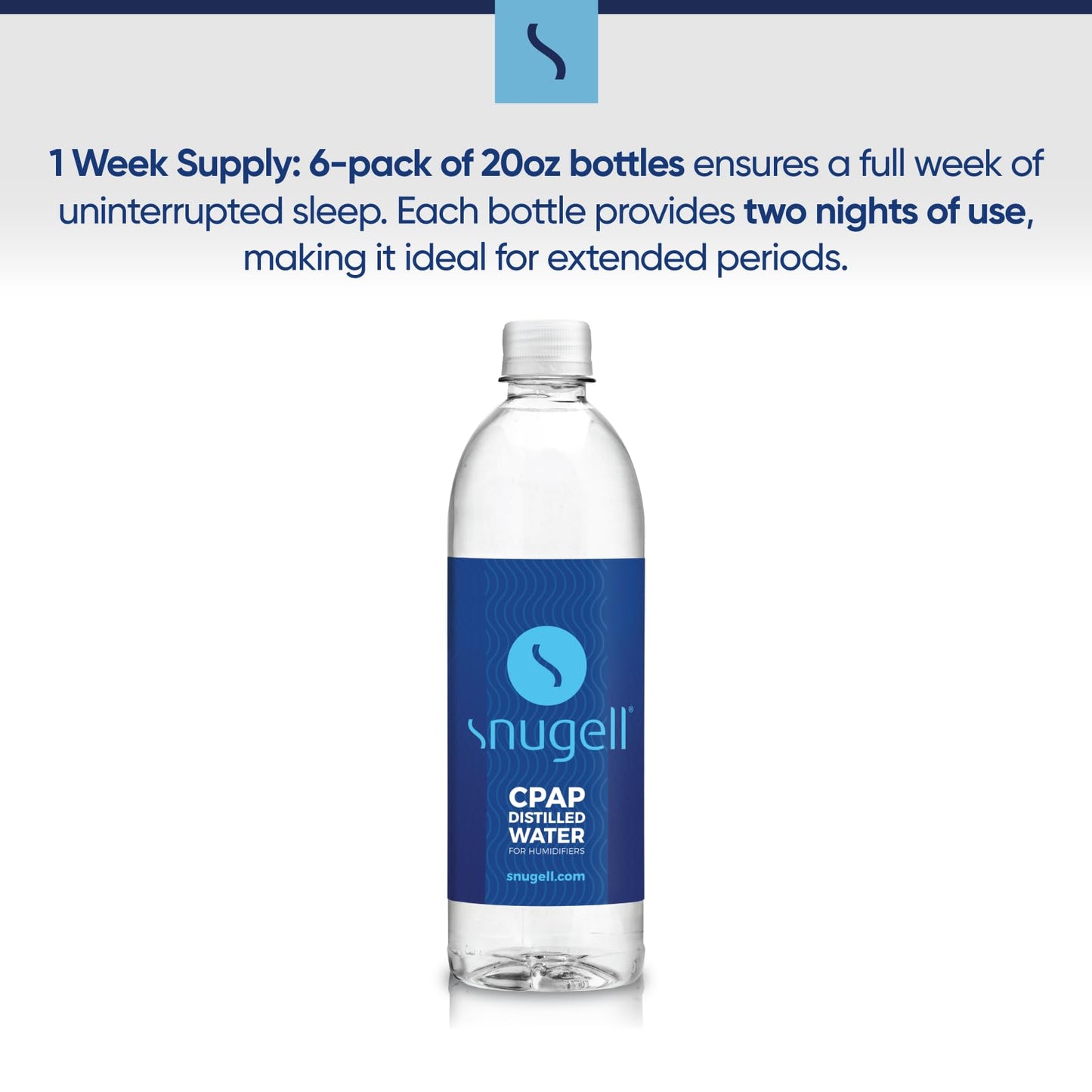 Close up of Snugell distilled water cap and bottle seal