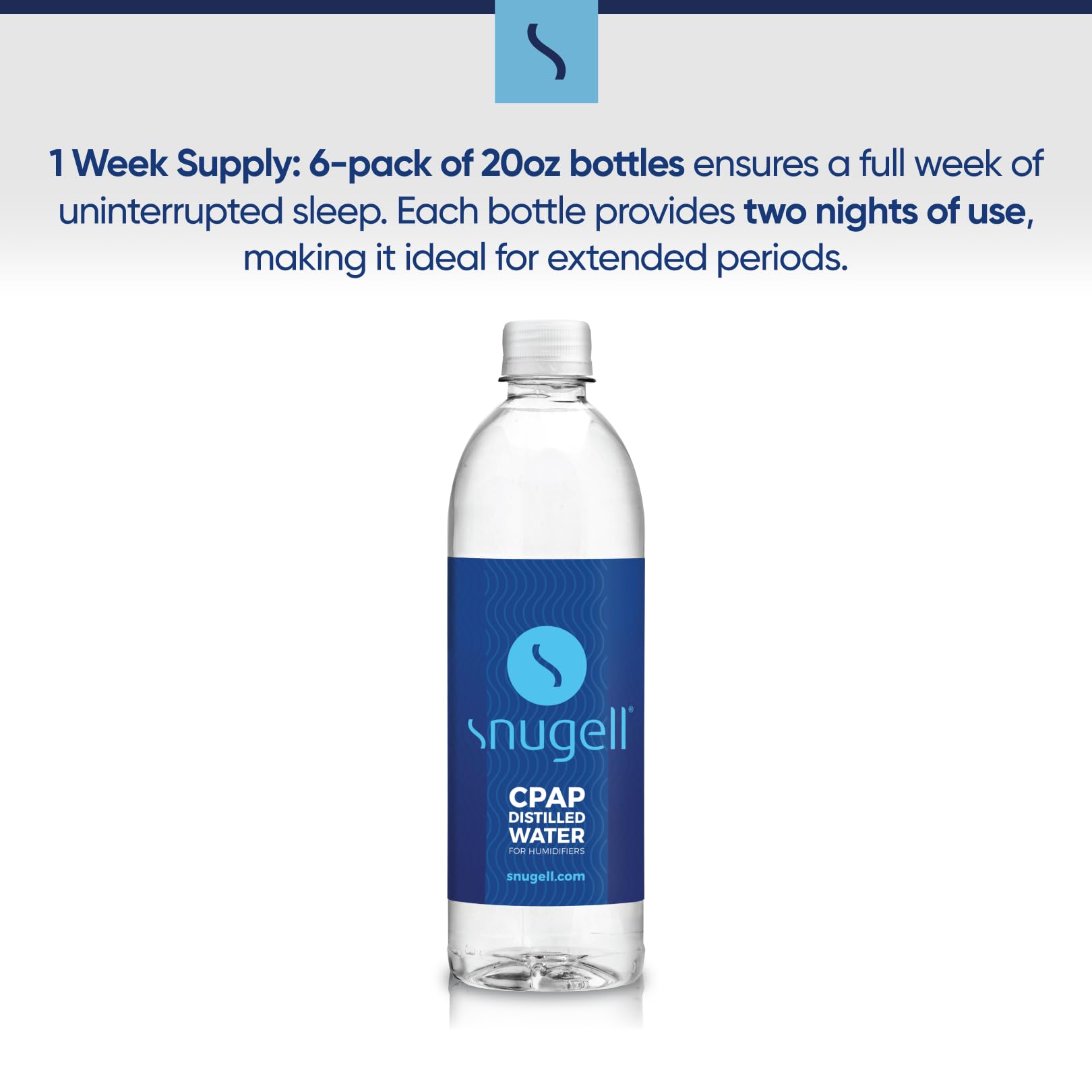 Close up of Snugell distilled water cap and bottle seal