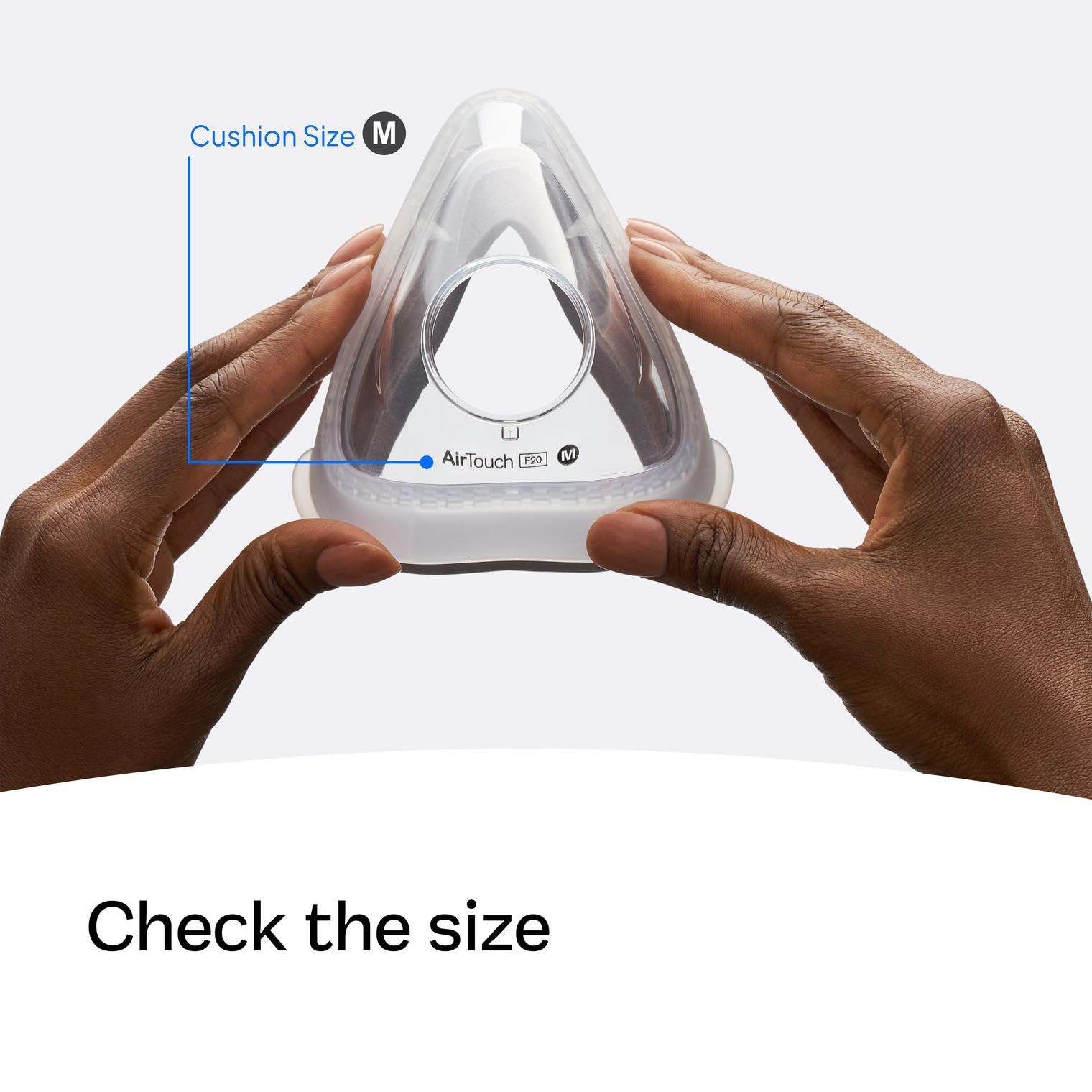 ResMed AirTouch F20 cushion showing connection points for mask frame