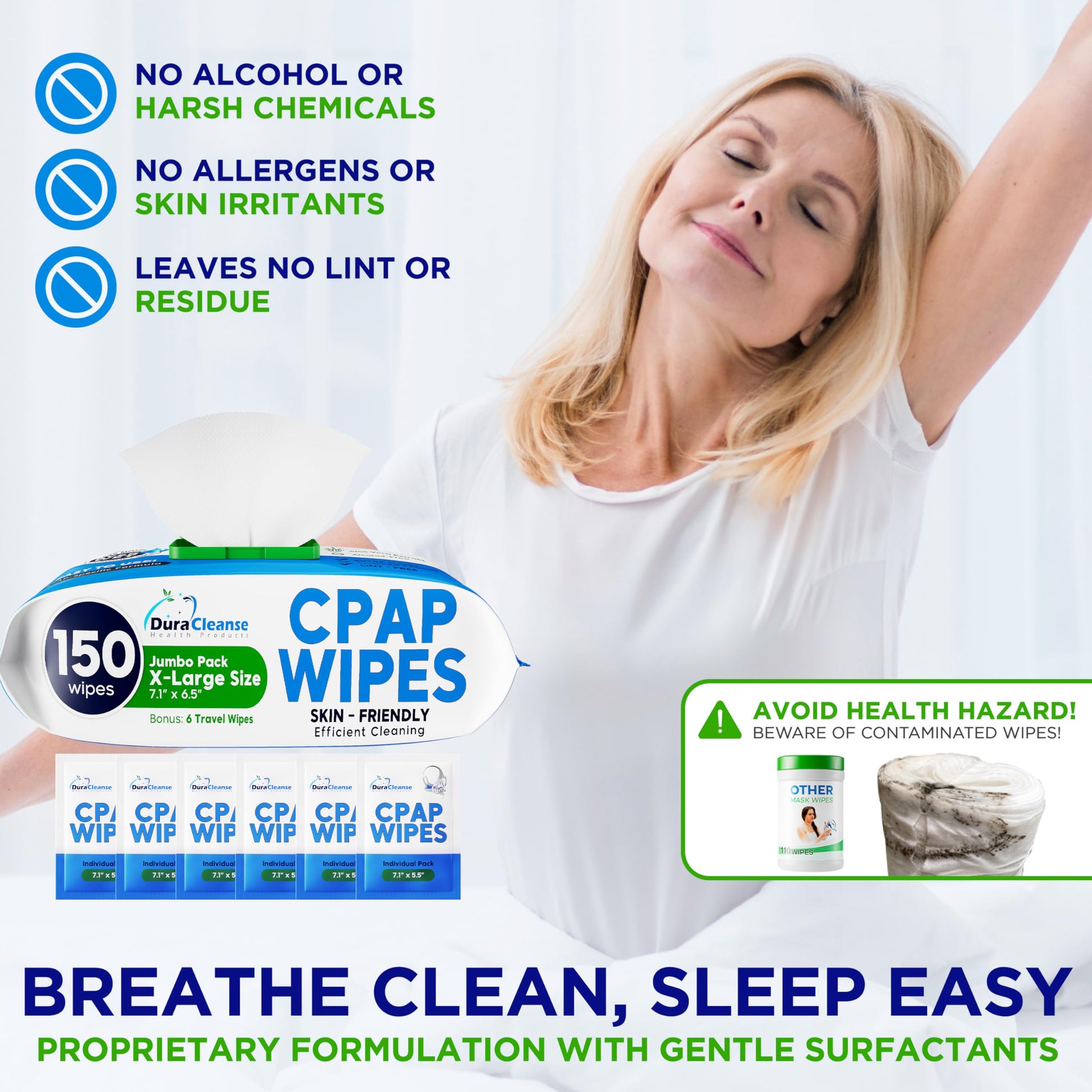Detailed view of the flip-top lid on the Dura Cleanse CPAP wipes tub