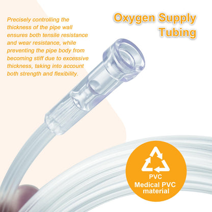High flow oxygen tubing universal connector attached to a standard concentrator machine.