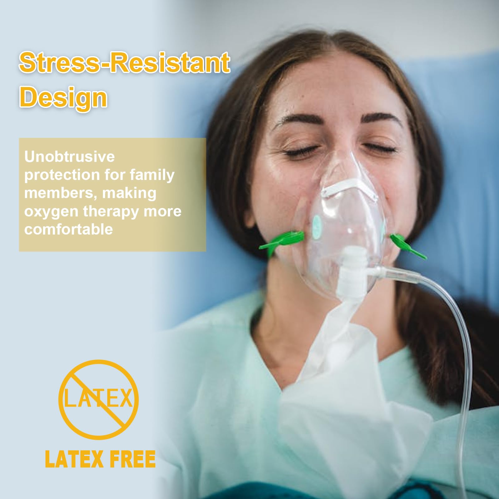 Seven feet transparent medical grade oxygen therapy tubing extended out.