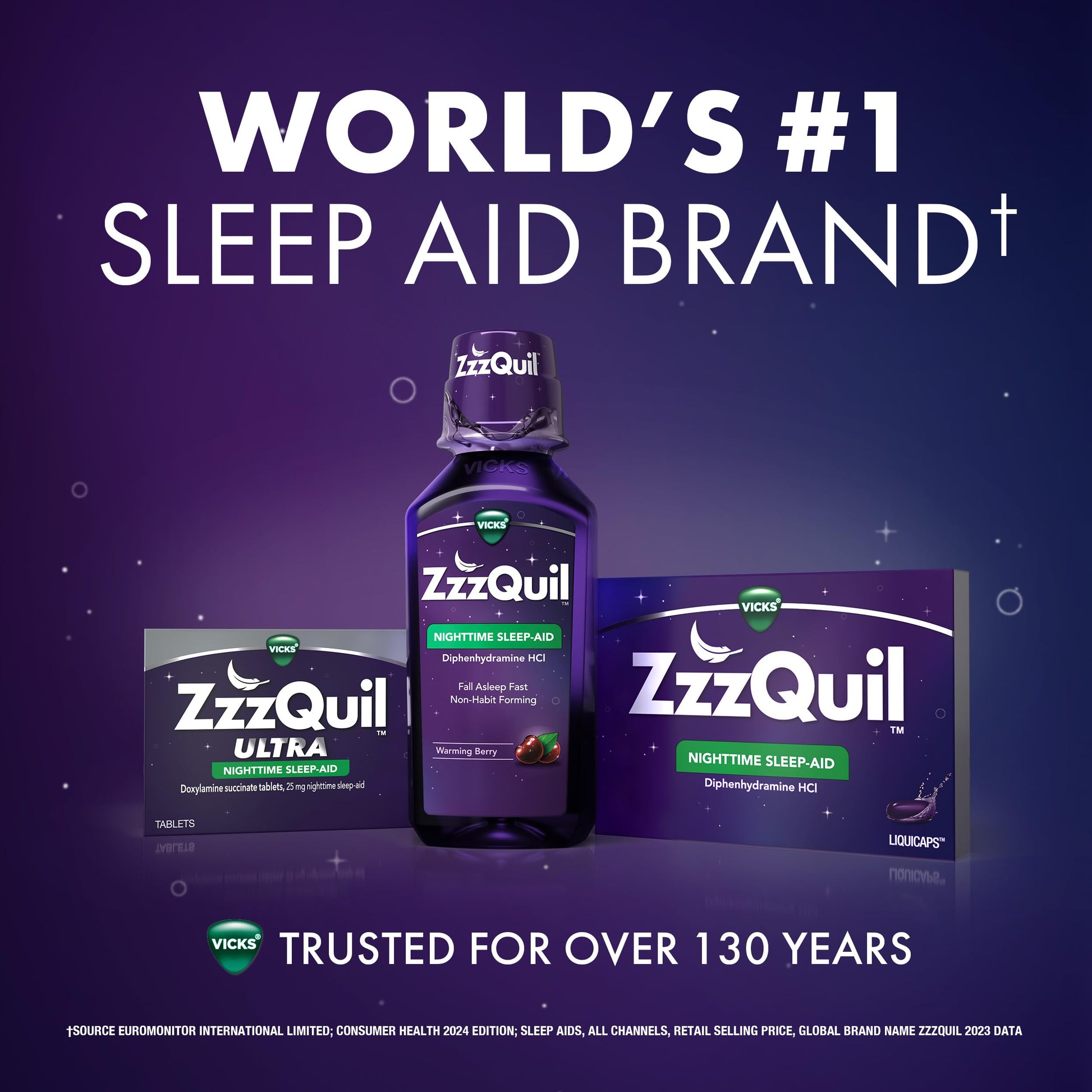 Detail shot of the ZzzQuil Night Pain liquid consistency and color