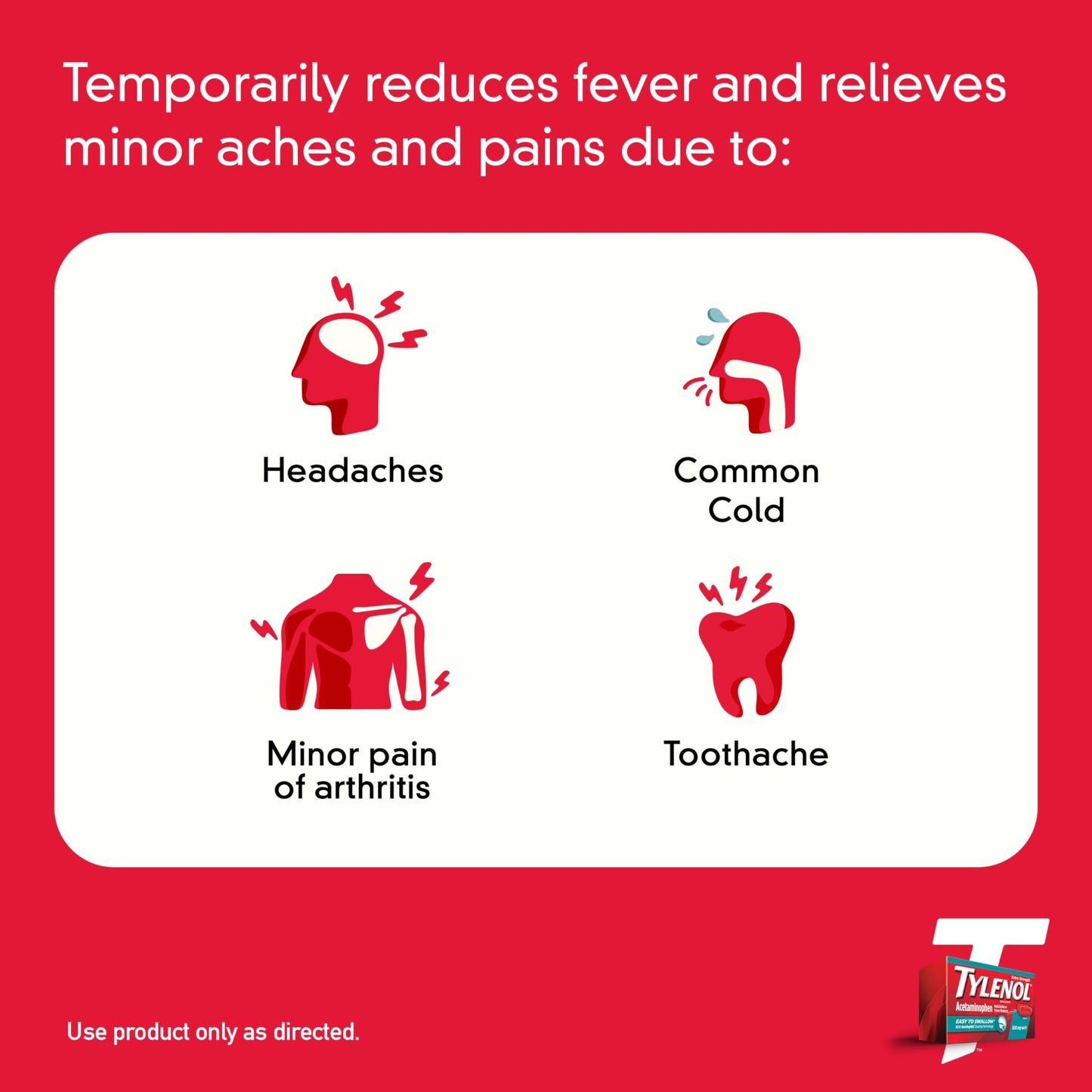 Tylenol 500 milligram acetaminophen caplet dosage information