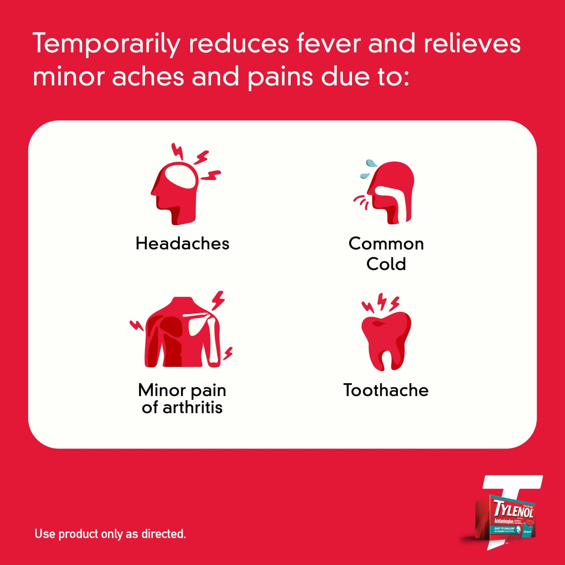 Tylenol 500 milligram acetaminophen caplet dosage information