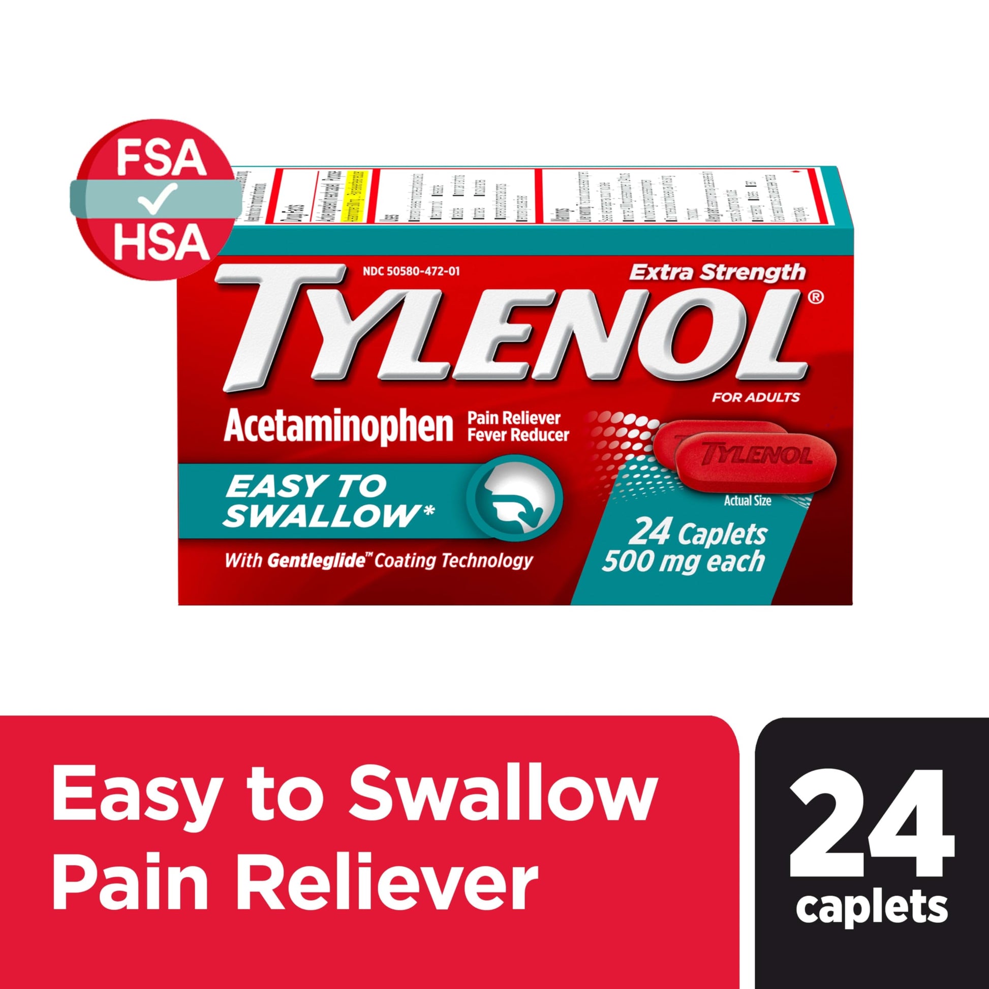 Close up of Tylenol GentleGlide coating technology text on box