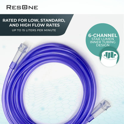 High visibility purple ResOne respiratory extension line resting clearly on a household floor surface