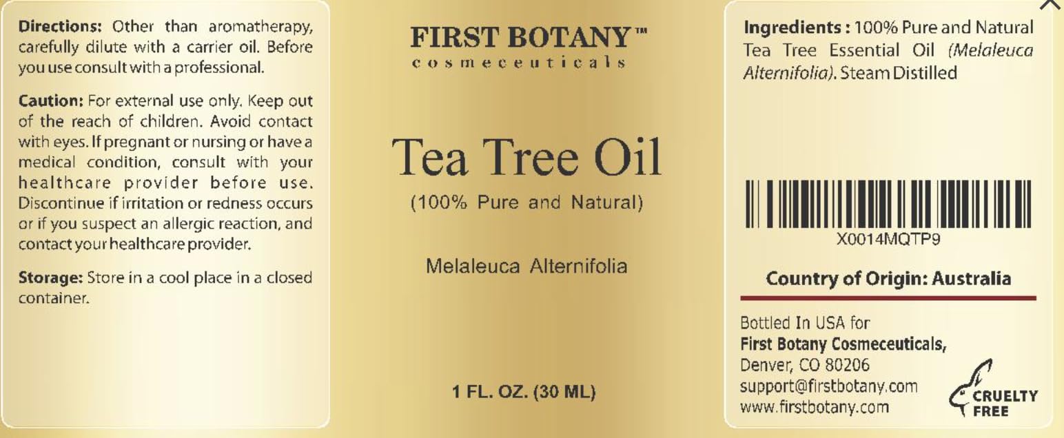 First Botany pure essential oil packaging displaying high terpinen acne care benefits