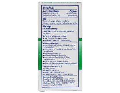 Visine Multi-Action Allergy antihistamine and redness reliever sterile ophthalmic solution individual bottle view