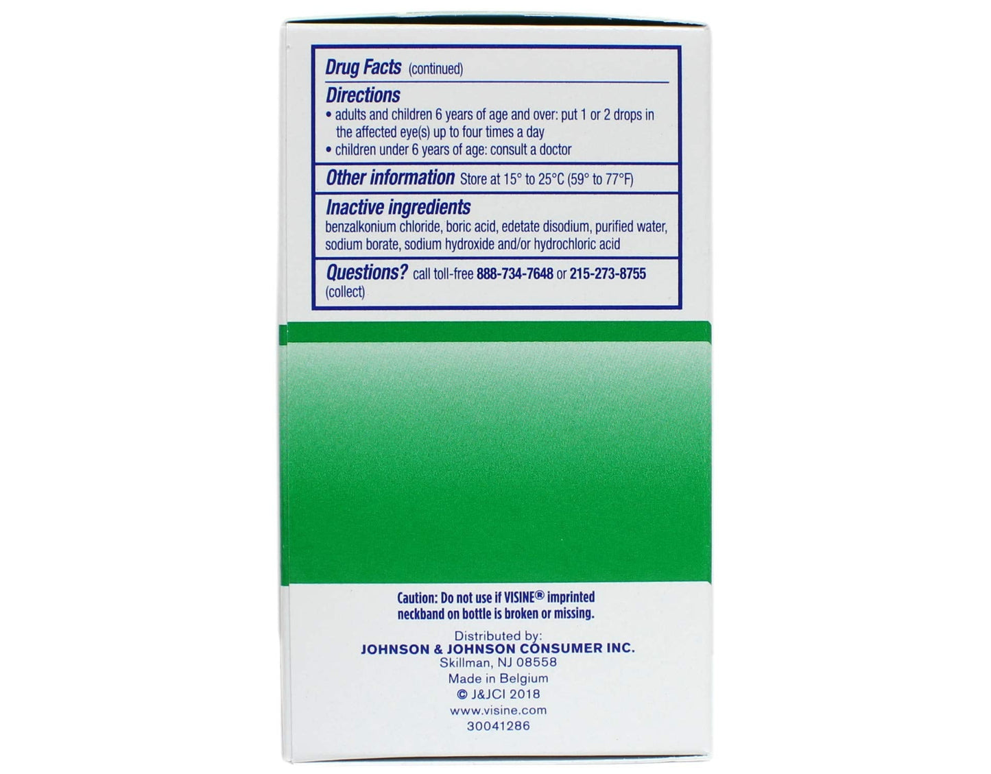 Visine-A Eye Allergy Relief twin pack showing active ingredients naphazoline HCl and pheniramine maleate information