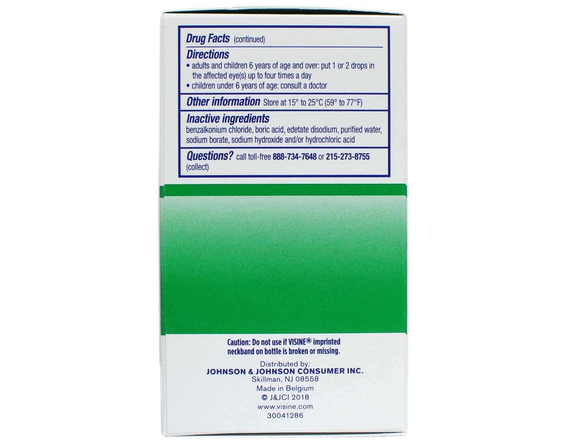 Visine-A Eye Allergy Relief twin pack showing active ingredients naphazoline HCl and pheniramine maleate information