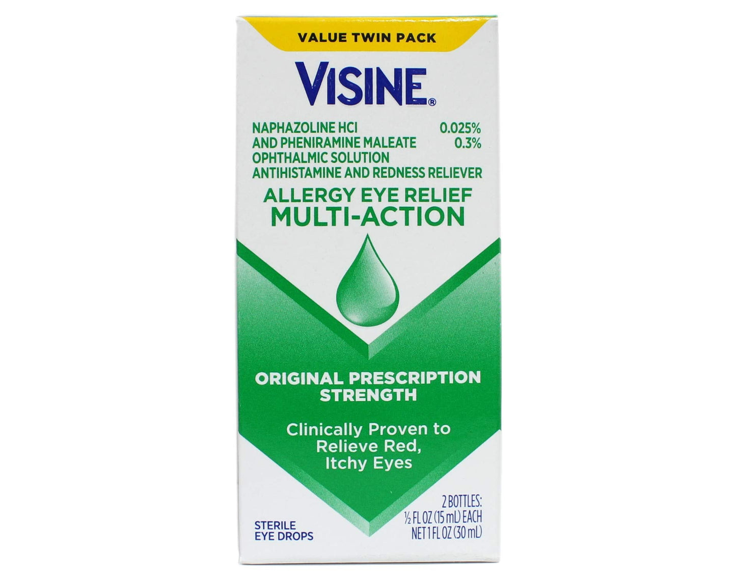 Authentic USA imported Visine eye drops for seasonal allergy symptoms side packaging details