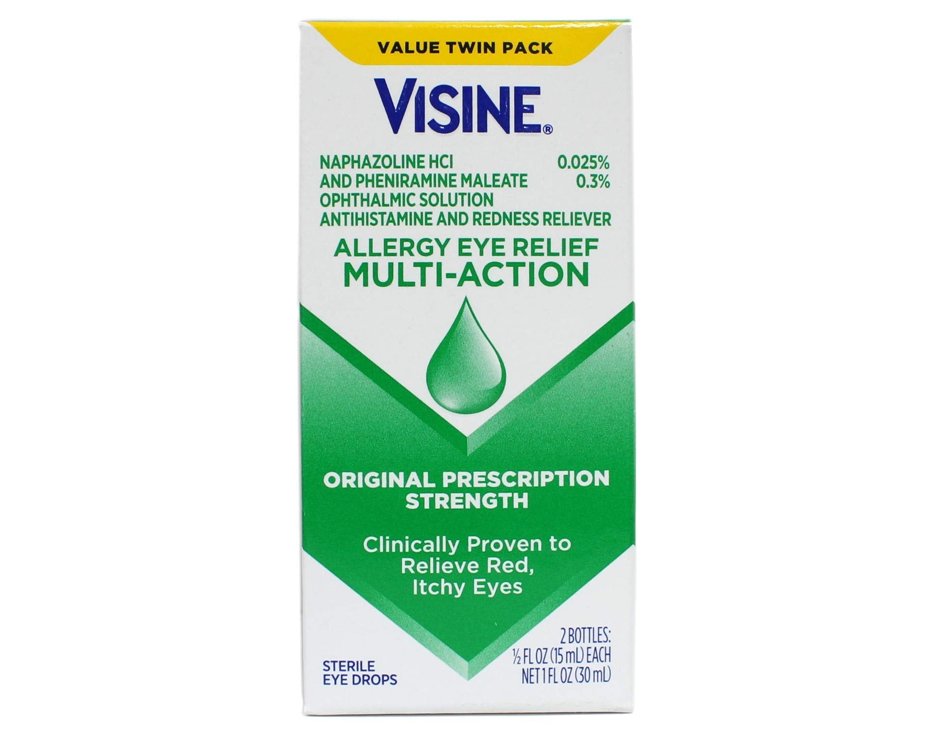 Authentic USA imported Visine eye drops for seasonal allergy symptoms side packaging details