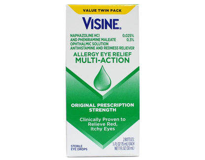 Authentic USA imported Visine eye drops for seasonal allergy symptoms side packaging details