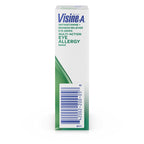 Visine-A allergy eye drops unboxed showing compact bottle size for travel.