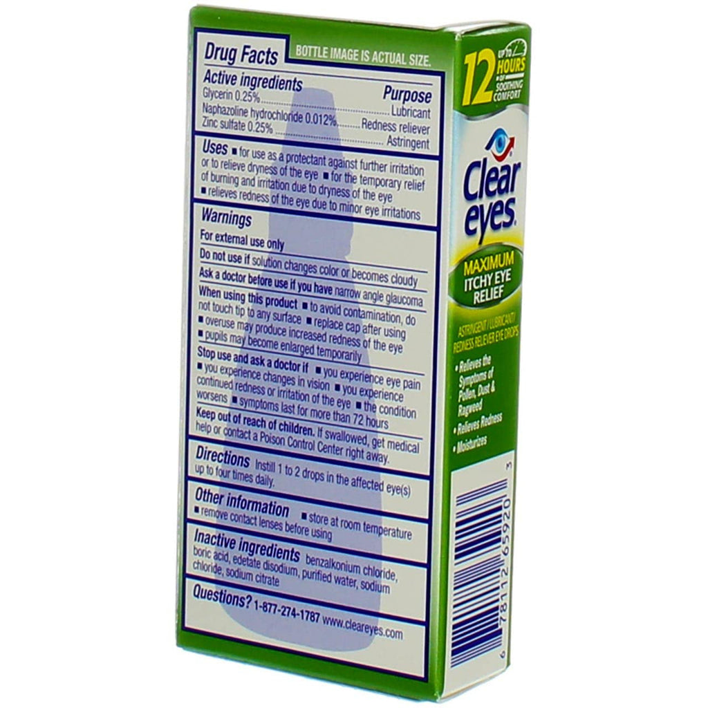 Clear Eyes maximum strength astringent and lubricant multi pack overview.