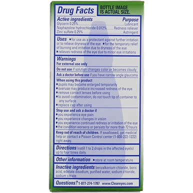 Authentic USA imported Clear Eyes eye drops bottle tip applicator view.