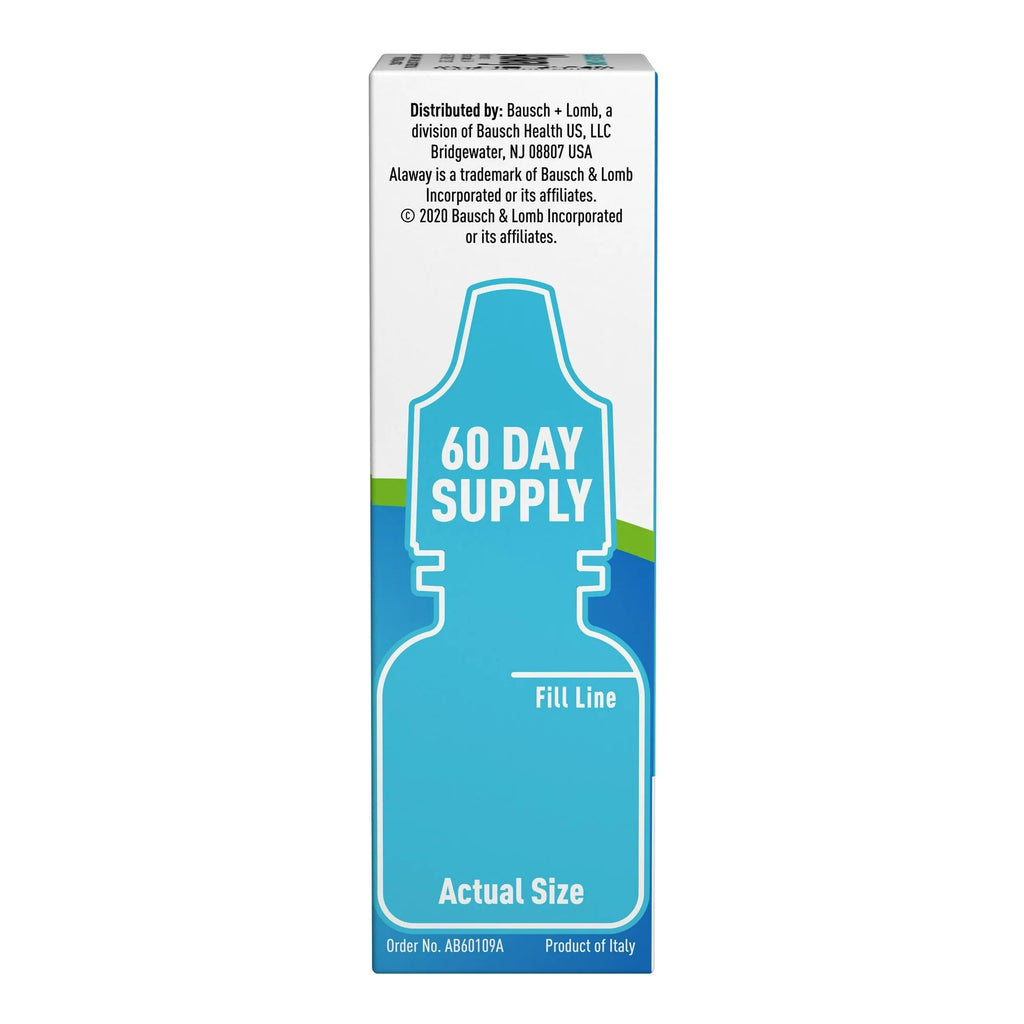 Alaway ketotifen fumarate ophthalmic solution box close up details