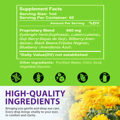 Verdeherb sight care liquid formula bottle showing bilberry and lutein blend details