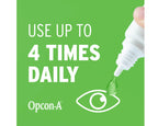 Back label view of Bausch and Lomb Opcon-A showing drug facts and ingredient concentrations
