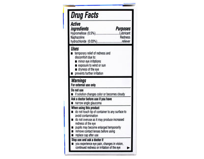 Bausch and Lomb Advanced Eye Relief Lubricant Eye Drops box showing active ingredients list