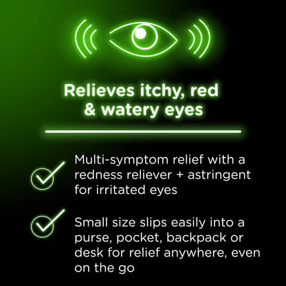 Visine A.C. multi symptom eye drops for itching redness and watery eyes side profile.