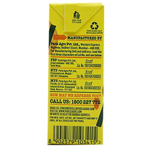 Close up of the single individual one hundred and sixty milliliter juice pack.