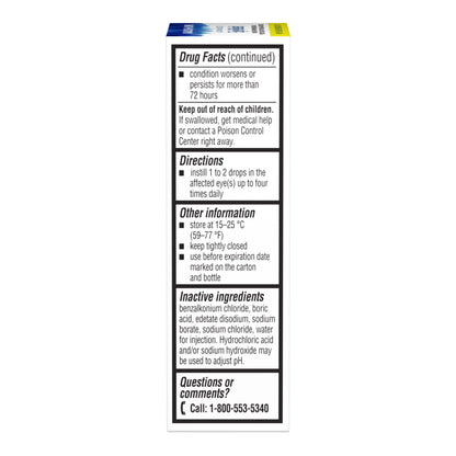 Five pack bundle of Bausch & Lomb maximum strength eye drops for redness and dry eye relief