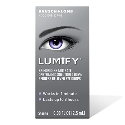 Lumify low dose brimonidine tartrate bottle displaying zero point zero eight fluid ounce size
