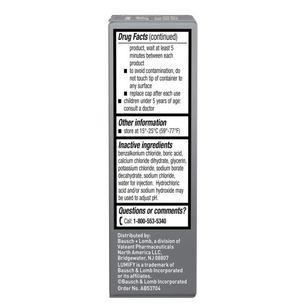 Authentic USA imported dual action eye drops packaging side details and ingredients list