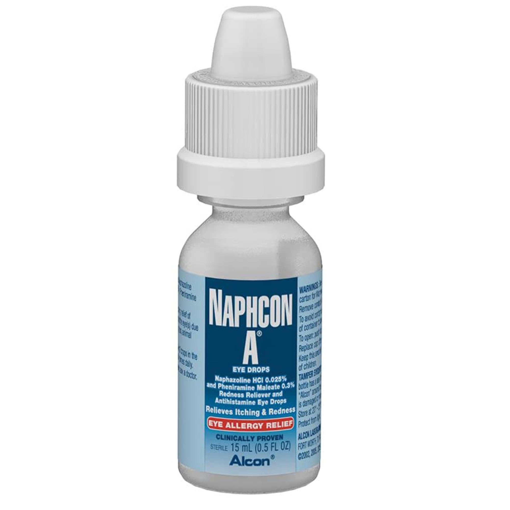 Alcon Naphcon A Eye Drops close up of the sterile solution dropper bottle