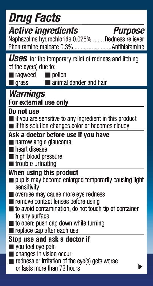 Alcon Naphcon A Eye Drops drug facts and active ingredients label view