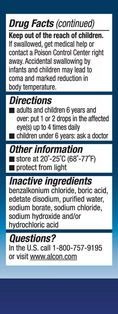 Alcon Naphcon A Eye Drops side view showing allergen relief indications