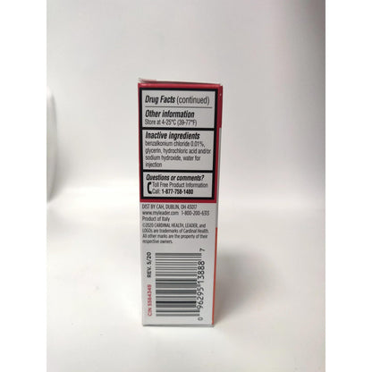 Leader eye itch relief drops side view detailing drug facts and active ingredients