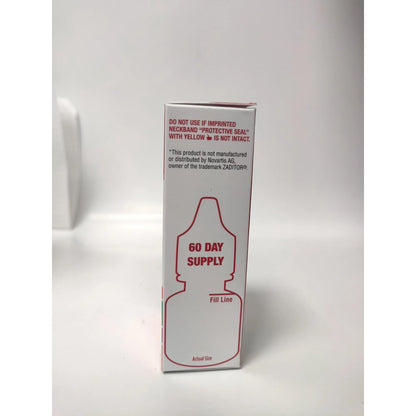Leader sterile eye drops for eye allergy relief showing directions and dosage instructions