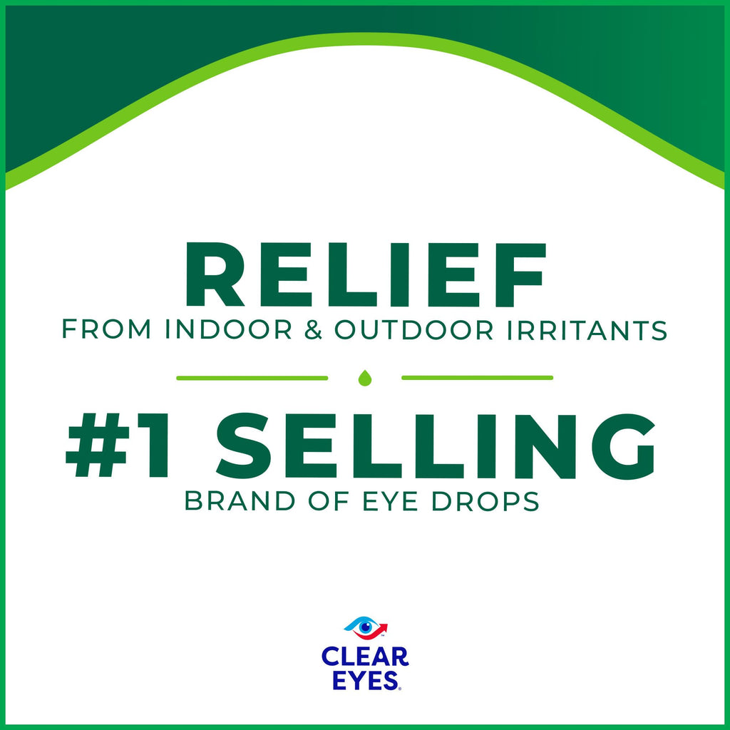 Clear Eyes lubricant and redness reliever eye drops packaging details