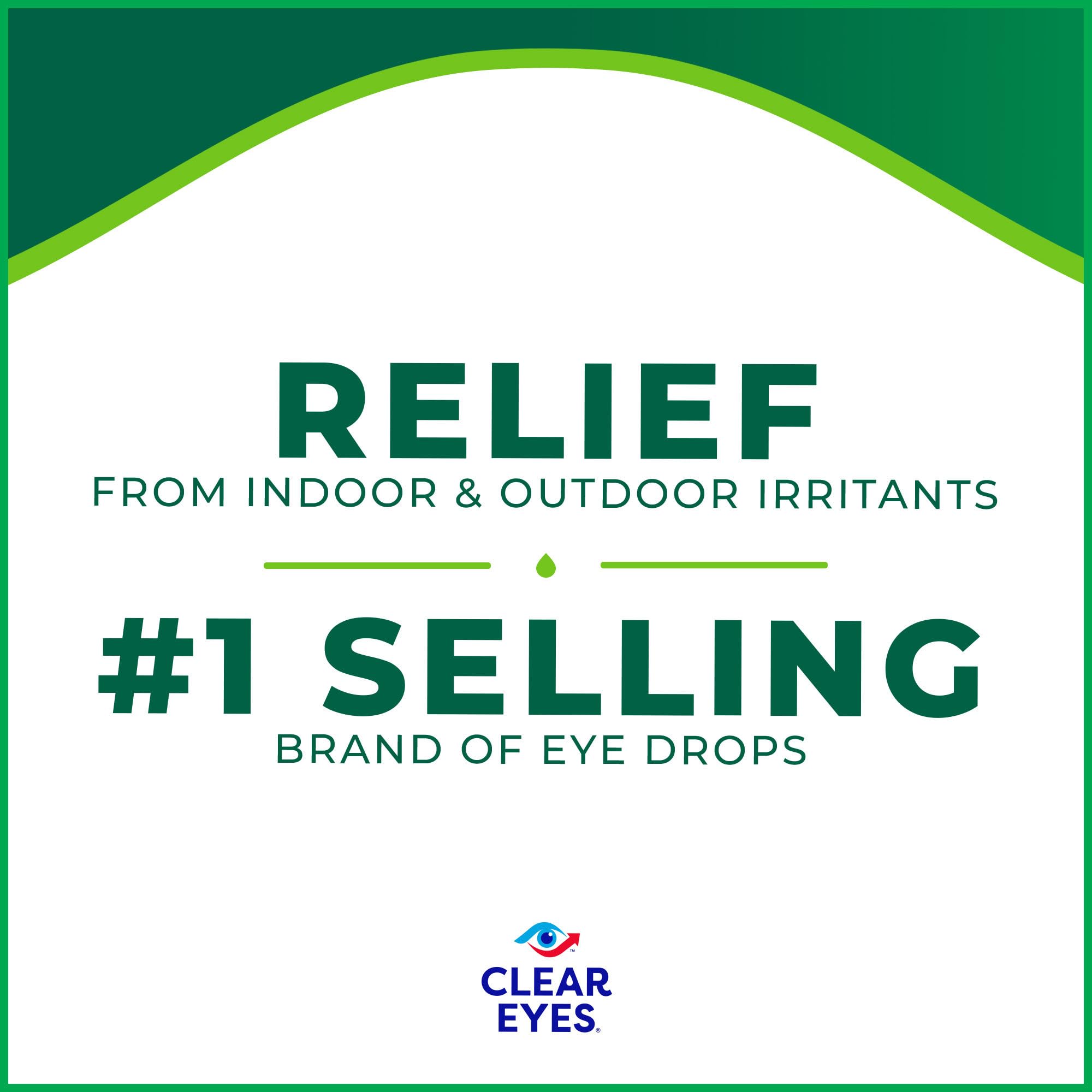 Clear Eyes lubricant and redness reliever eye drops packaging details