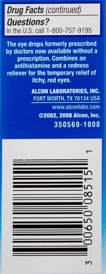 Naphcon-A eye allergy relief drops 15 ml original box back panel directions