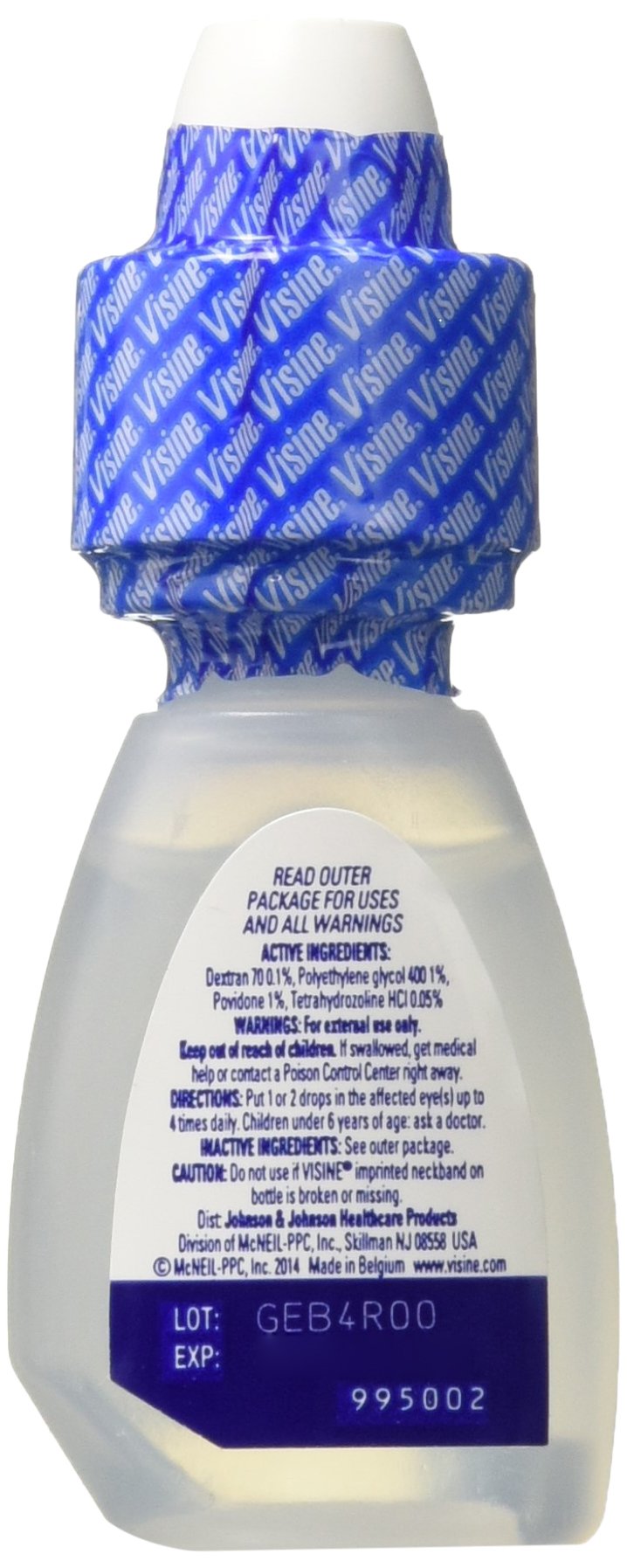 Authentic USA imported Visine Advanced Relief 0.28 Fluid Ounce bottle showing active ingredients