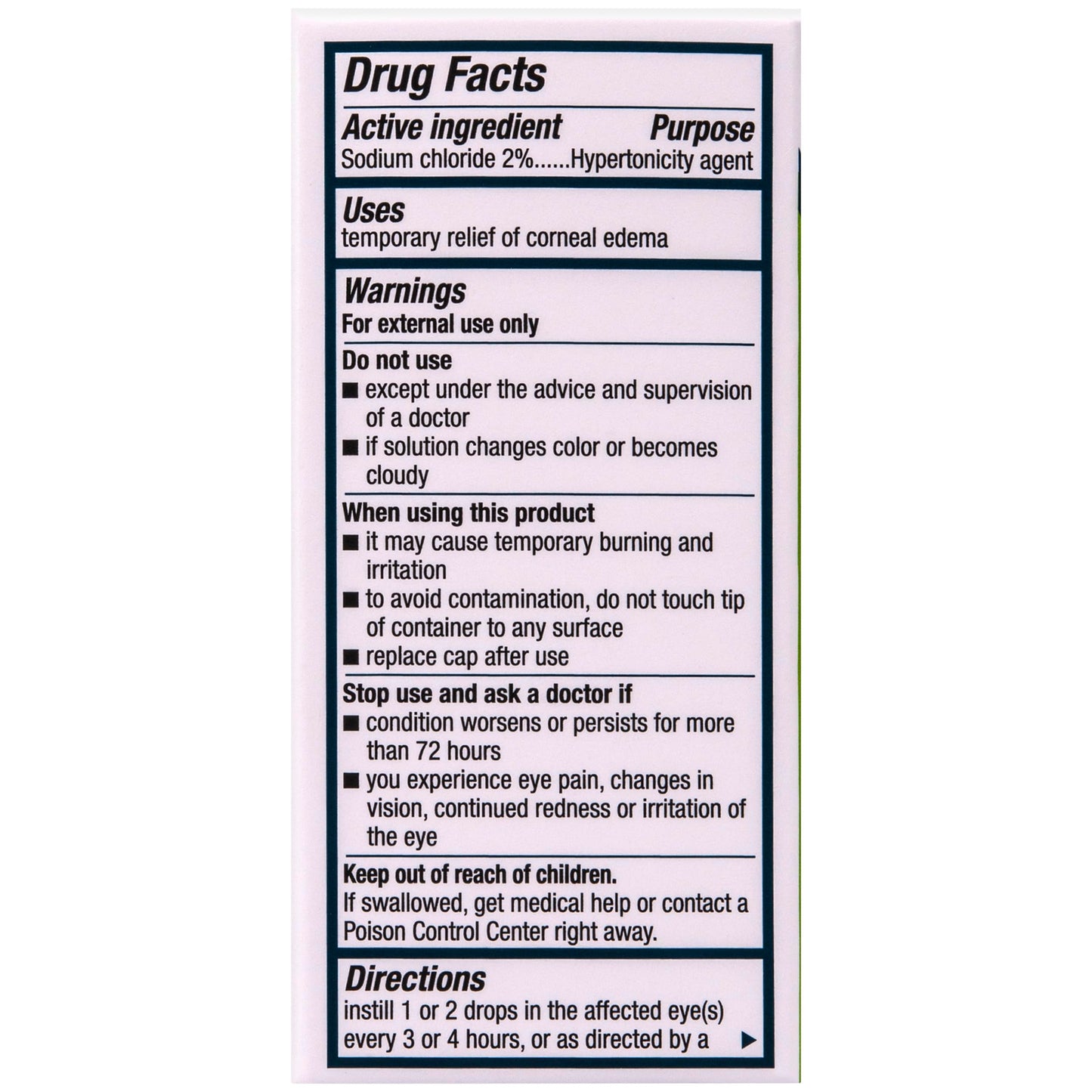 Bausch and Lomb Muro 128 sodium chloride hypertonicity ophthalmic drops sterile zero point five fluid ounce container