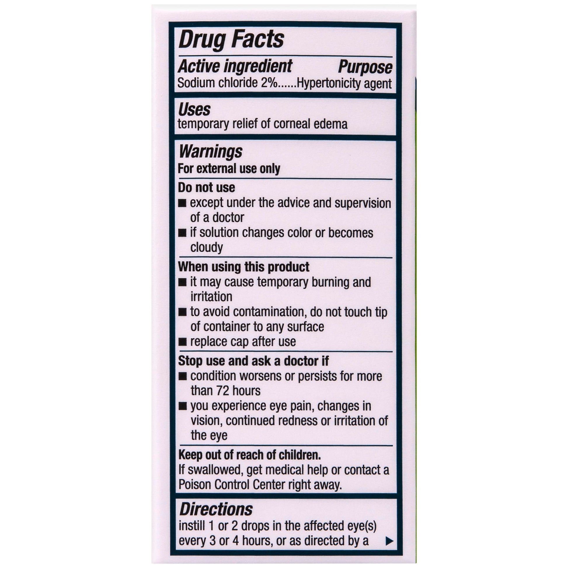Bausch and Lomb Muro 128 sodium chloride hypertonicity ophthalmic drops sterile zero point five fluid ounce container