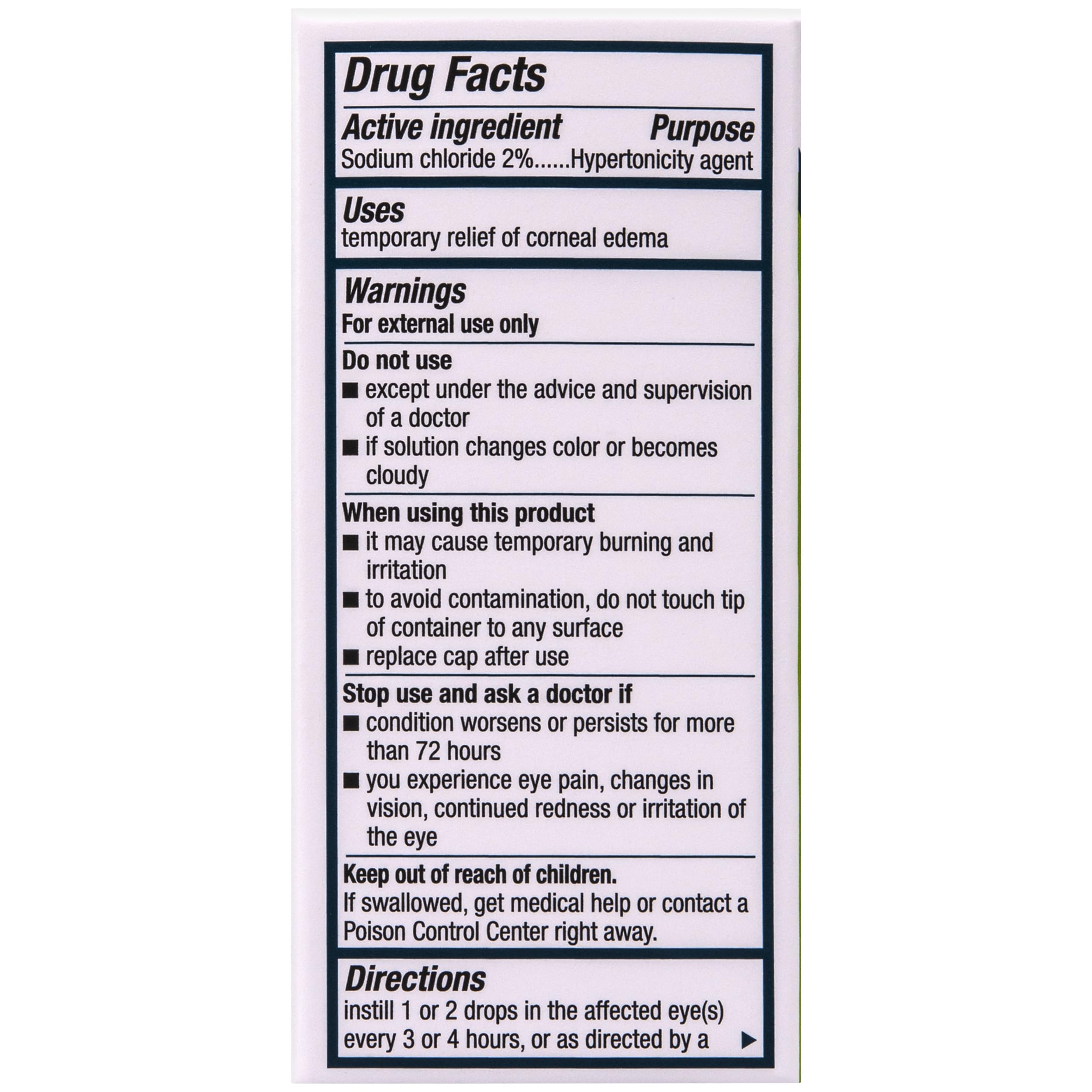 Bausch and Lomb Muro 128 sodium chloride hypertonicity ophthalmic drops sterile zero point five fluid ounce container